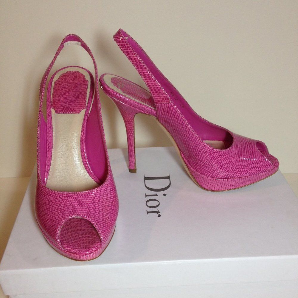 Authentic Dior pink patent leather platform heels LIKE NEW